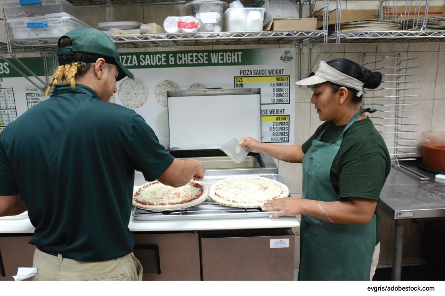 pizza makers, recipe guide signs