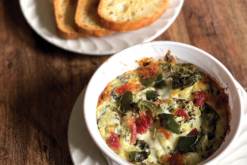 appetizer dips, bacon, poblano, spinach and artichoke dip