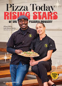July 2024 Issue of Pizza Today Magazine -- Rising Stars in the Pizza Industry navigating owner disputes, tomato season ideas, chicken wing recipes