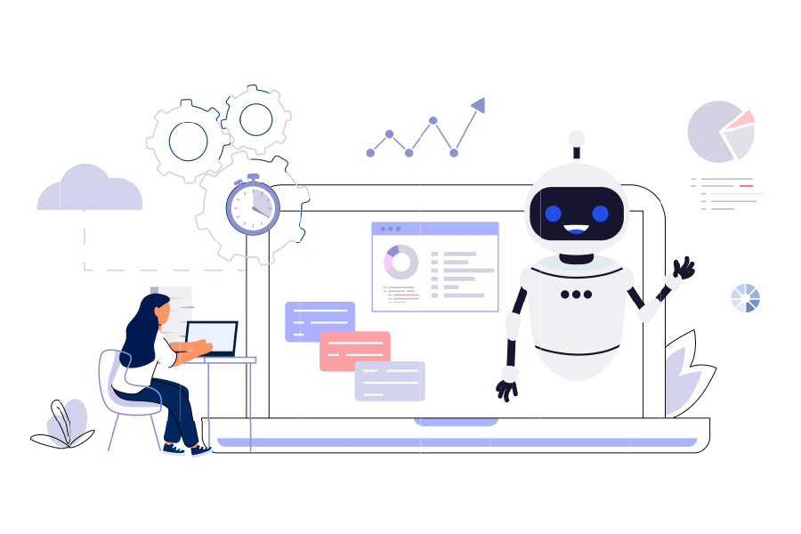marketing automation and AI illustration graphic