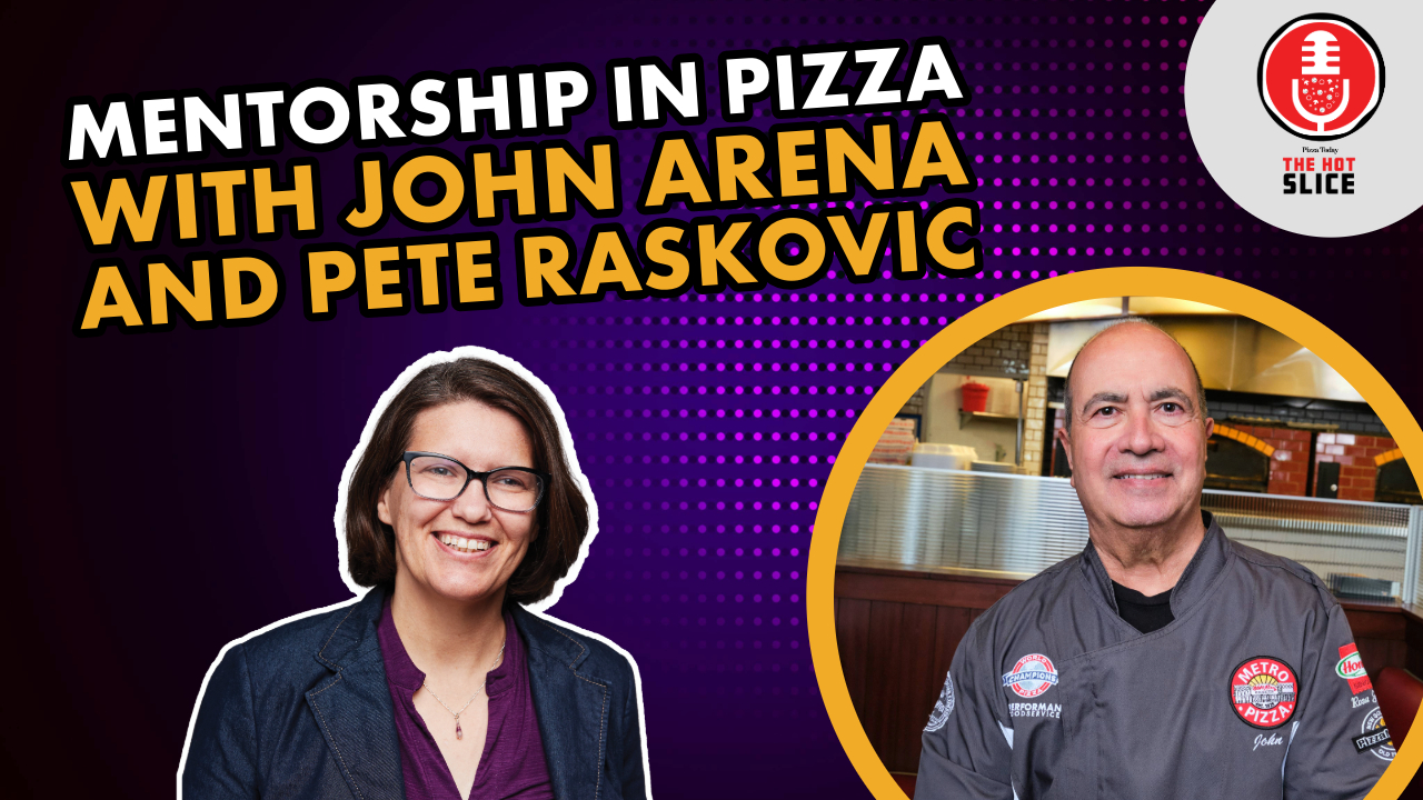 Pete Raskovic, owner of Bentley’s Log Cabin Pub and Grill in Hollandale, Wisconsin and his mentor, the pizza icon and visionary John Arena, who owns Metro Pizza in Las Vegas, on The Hot Slice Podcast with Pizza Today