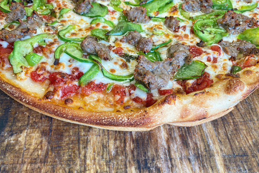 A winning Sausage and Pepper Pizza, homemade sausage on pizza