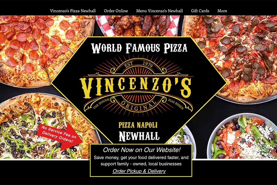 Image of website for Vincenzo's Pizza Newhall.