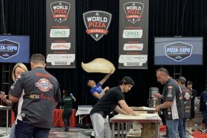 Image of Pizza Triathlon competition during the 2025 World Pizza Games at Pizza Expo