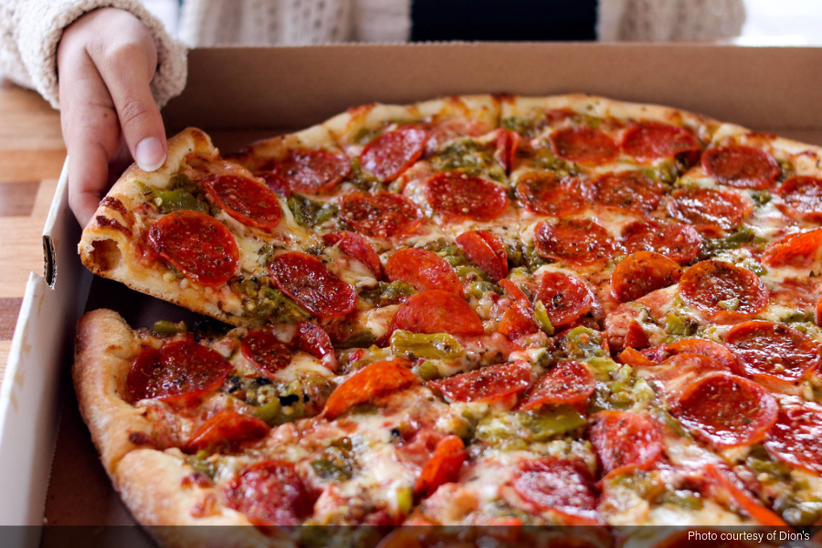 Dion's Pepperoni pizza with green chiles